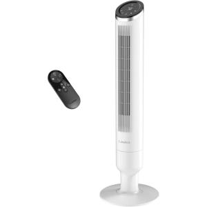 image:imageLasko 42 Apex Oscillating Tower Fan with 6 HighPerformance Speeds 4 Wind Modes 12Hr Timer 40ft Air Distance Airflow speed of 29 fts Quiet breeze as low as 29dBA Remote Control White