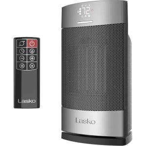 image:imageLasko Ellipse Ceramic Tabletop Space Heater for Home with Tip Switch Child Lock Thermostat Wide Oscillation Timer Remote For Bedroom Office Living Room 12 Inches 1500W Silver CD12951