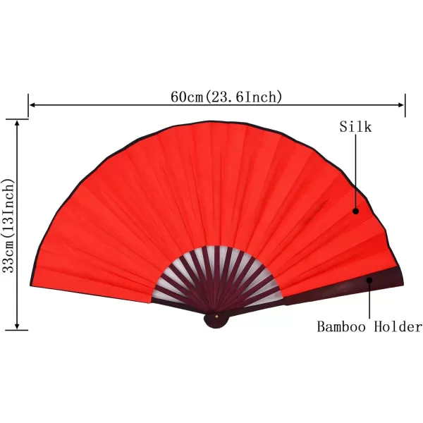 Amajiji 1333cm The blank ChineaseJapanese Hand Held Silk Folding Fan with Bamboo FrameChinese Style Men Bamboo Folded Fans Hand Held Props for Dancing red