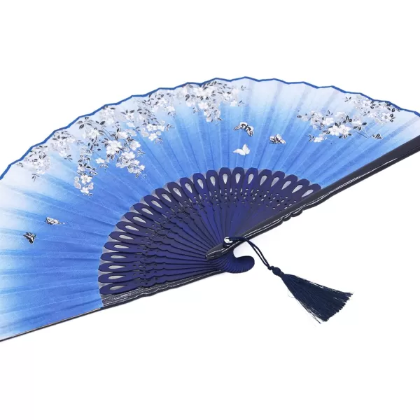 Amajiji 827quot Beautiful HandCrafted Chinese Japanese Hand held Folding Fan with FirstClass Bamboo Spins Traditonal Silk Fabrics HBSY 007