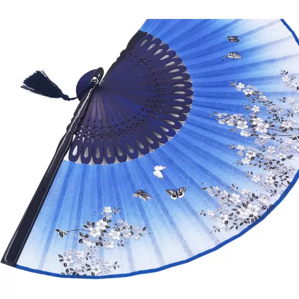Amajiji 827quot Beautiful HandCrafted Chinese Japanese Hand held Folding Fan with FirstClass Bamboo Spins Traditonal Silk Fabrics HBSY 007