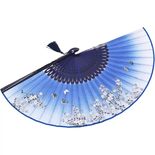 Amajiji 827quot Beautiful HandCrafted Chinese Japanese Hand held Folding Fan with FirstClass Bamboo Spins Traditonal Silk Fabrics HBSY 007