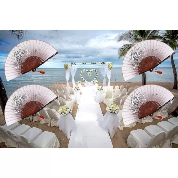 Amajiji 827quot Beautiful handcrafted Chinese Japanese hand held folding fan with firstclass bamboo spins and high quality traditonal silk fabrics HBSY 004