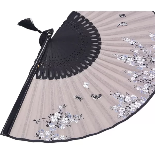 Amajiji 827quot Beautiful handcrafted Chinese Japanese hand held folding fan with firstclass bamboo spins and high quality traditonal silk fabrics HBSY 006