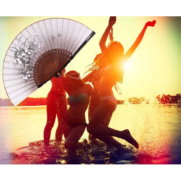 Amajiji 827quot Beautiful handcrafted Chinese Japanese hand held folding fan with firstclass bamboo spins and high quality traditonal silk fabrics HBSY 004