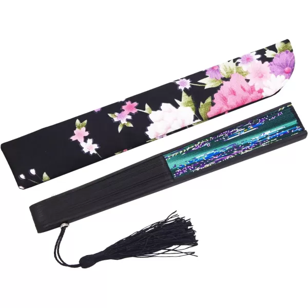 Amajiji 827quot ChineaseJapanese Hand Held Silk Folding Fan with Bamboo FrameHollow Carve Patterns Bamboo Frame Women Hand Folding Fans Hand Fan Gift fan Craft fan Folding Fan Dance Fan HBSY26HBSY26