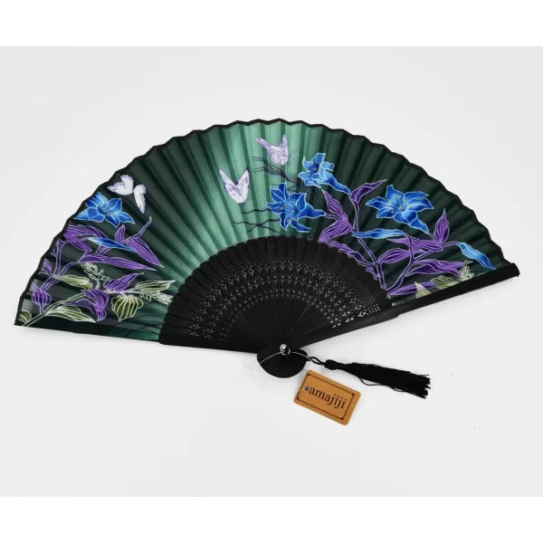 Amajiji 827quot ChineaseJapanese Hand Held Silk Folding Fan with Bamboo FrameHollow Carve Patterns Bamboo Frame Women Hand Folding Fans Hand Fan Gift fan Craft fan Folding Fan Dance Fan HBSY26HBSY26