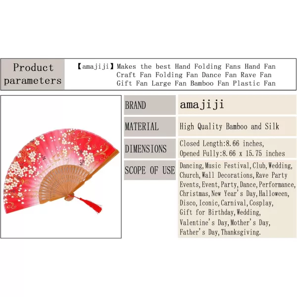 Amajiji 827quot Handcrafted Japanesestyle folding fan NQE 005