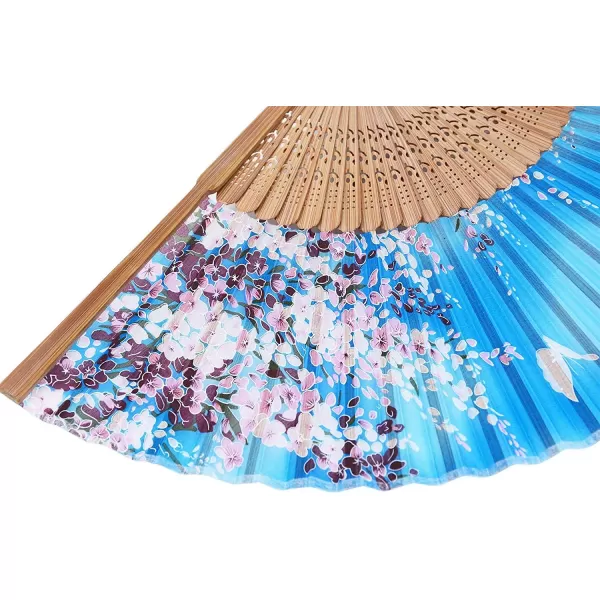 Amajiji 827quot Women Folding Fan Hand FanChineaseJapanese Vintage Retro Style For Women Ladys Girls AM02