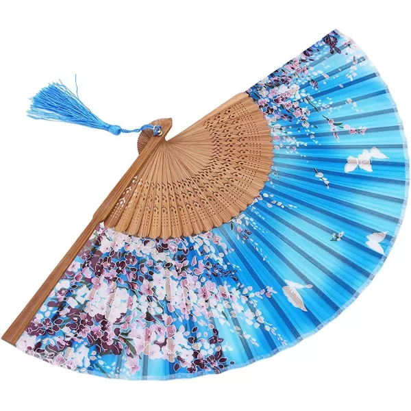 Amajiji 827quot Women Folding Fan Hand FanChineaseJapanese Vintage Retro Style For Women Ladys Girls AM02