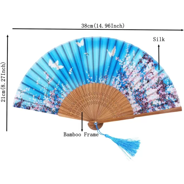 Amajiji 827quot Women Folding Fan Hand FanChineaseJapanese Vintage Retro Style For Women Ladys Girls AM02