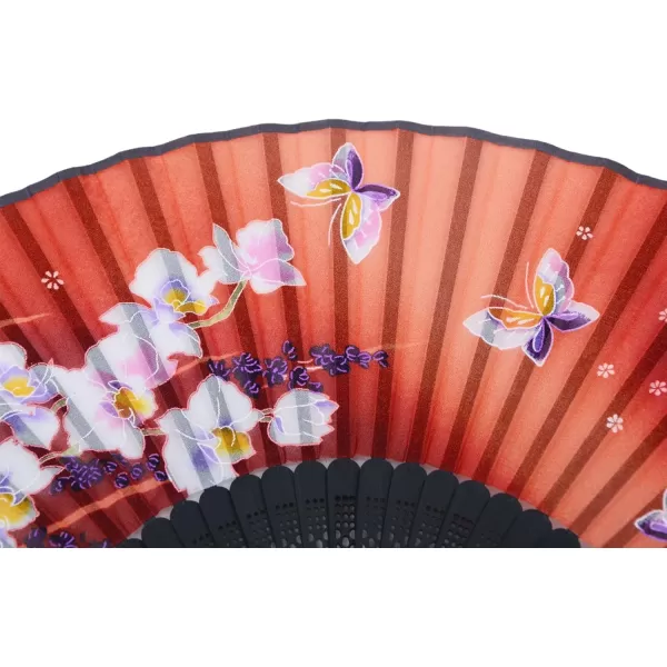 Amajiji 827quot Women Folding Fan Hand FanChineaseJapanese Vintage Retro Style HQJ18Red