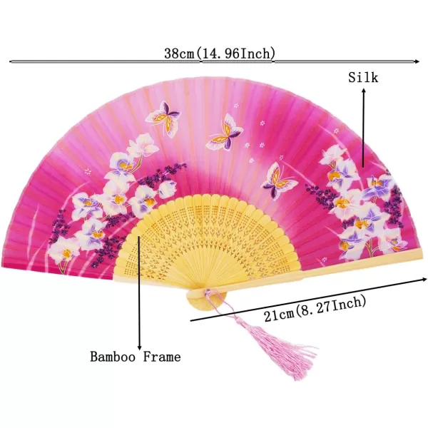 Amajiji 827quot Women Folding Fan Hand FanChineaseJapanese Vintage Retro Style NQE HQJ23Hqj23