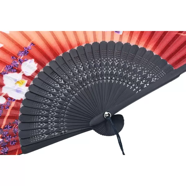 Amajiji 827quot Women Folding Fan Hand FanChineaseJapanese Vintage Retro Style NQE HQJ23Red