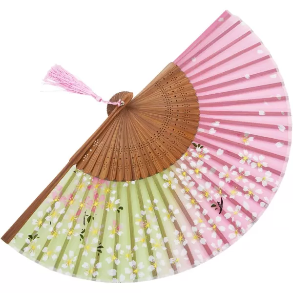Amajiji Charming Elegant Modern Woman Handmade Bamboo Silk 827quot 21cm Folding Pocket Purse Hand Fan AM01Am01