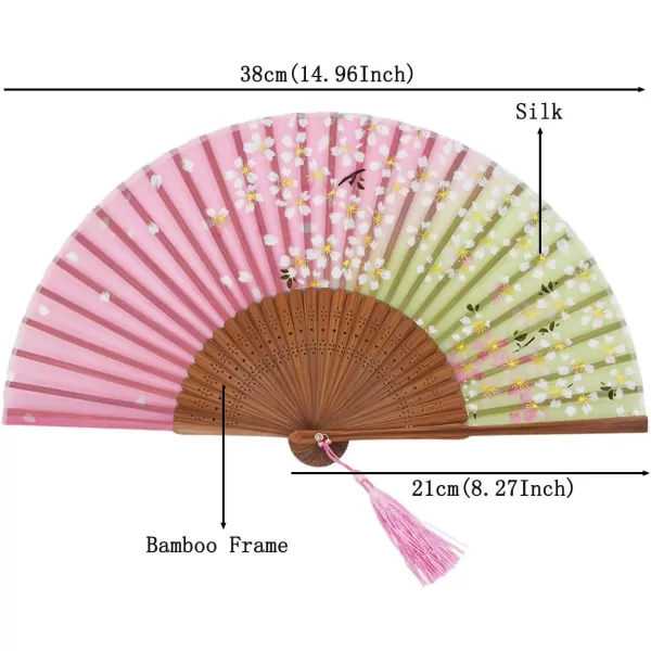 Amajiji Charming Elegant Modern Woman Handmade Bamboo Silk 827quot 21cm Folding Pocket Purse Hand Fan AM01Am01