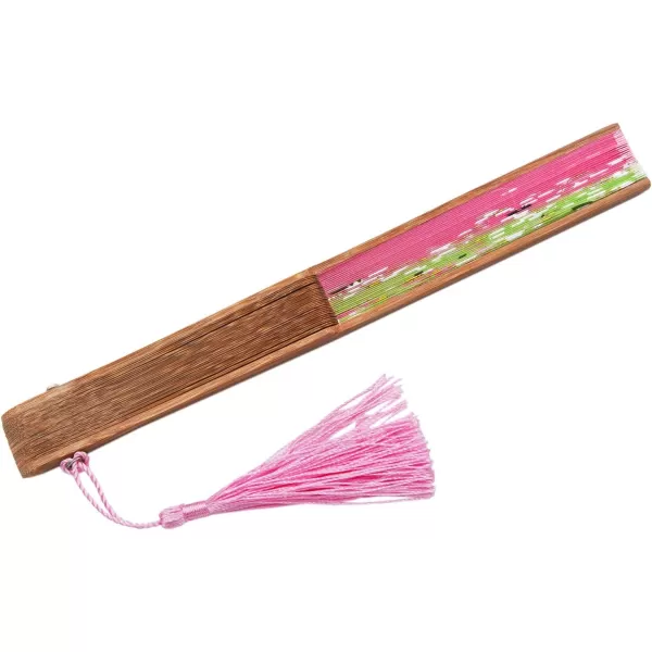 Amajiji Charming Elegant Modern Woman Handmade Bamboo Silk 827quot 21cm Folding Pocket Purse Hand Fan AM01Am01