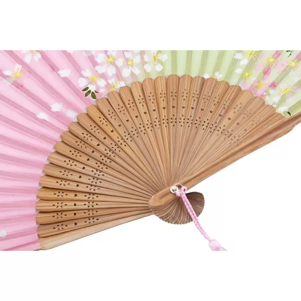Amajiji Charming Elegant Modern Woman Handmade Bamboo Silk 827quot 21cm Folding Pocket Purse Hand Fan AM01Am01