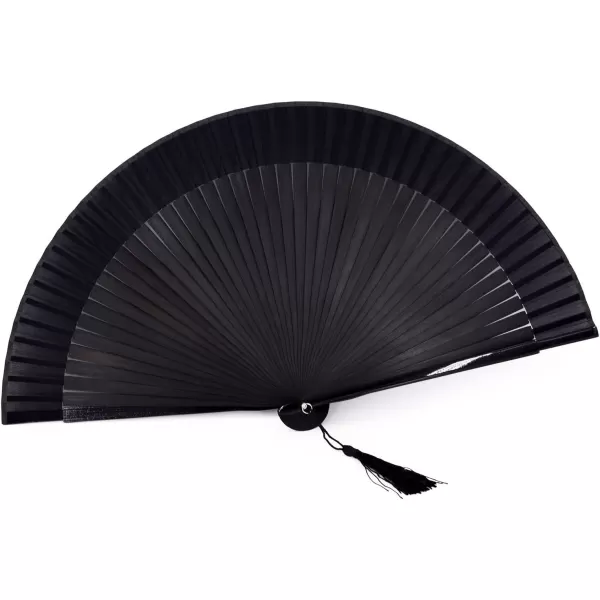 Amajiji Charming Elegant Modern Woman Handmade Bamboo Silk 827quot 21cm Folding Pocket Purse Hand Fan Black Bamboo