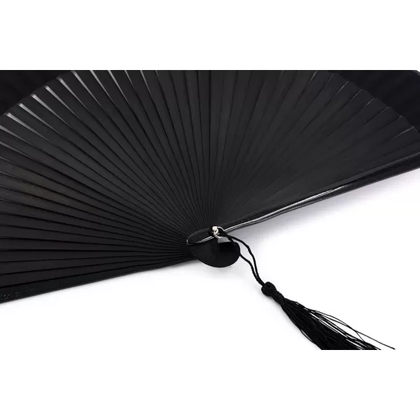 Amajiji Charming Elegant Modern Woman Handmade Bamboo Silk 827quot 21cm Folding Pocket Purse Hand Fan Black Bamboo
