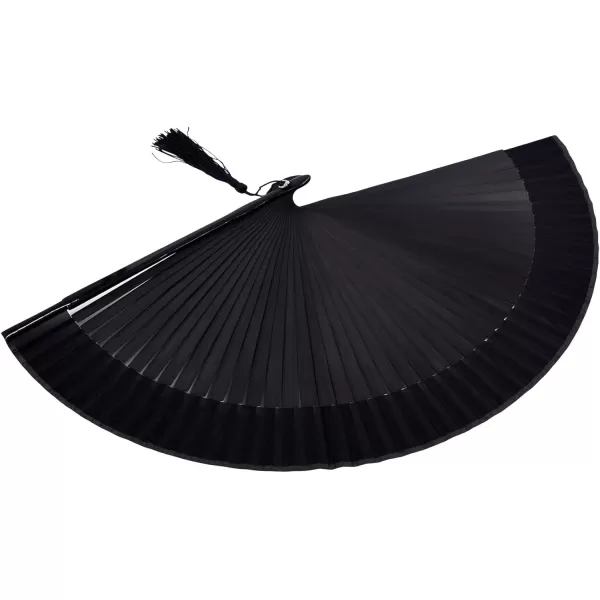 Amajiji Charming Elegant Modern Woman Handmade Bamboo Silk 827quot 21cm Folding Pocket Purse Hand Fan Black Bamboo