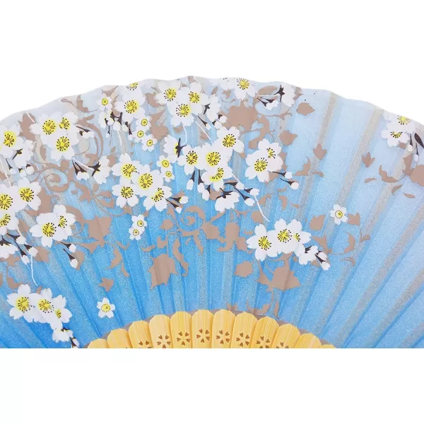 Amajiji Charming Elegant Modern Woman Handmade Bamboo Silk 827quot 21cm Folding Pocket Purse Hand Fan BlackBlue