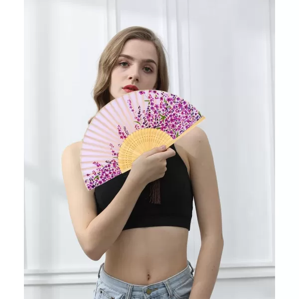 Amajiji Charming Elegant Modern Woman Handmade Bamboo Silk 827quot 21cm Folding Pocket Purse Hand Fan BlackCzt01