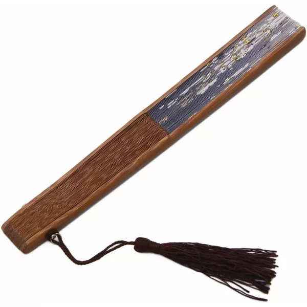Amajiji Charming Elegant Modern Woman Handmade Bamboo Silk 827quot 21cm Folding Pocket Purse Hand Fan BlackCzt06