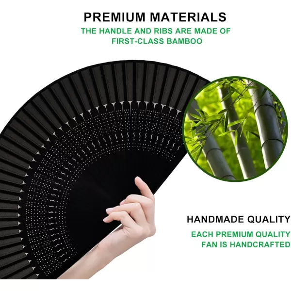 Amajiji Charming Elegant Modern Woman Handmade Bamboo Silk 827quot 21cm Folding Pocket Purse Hand Fan BlackCzt07