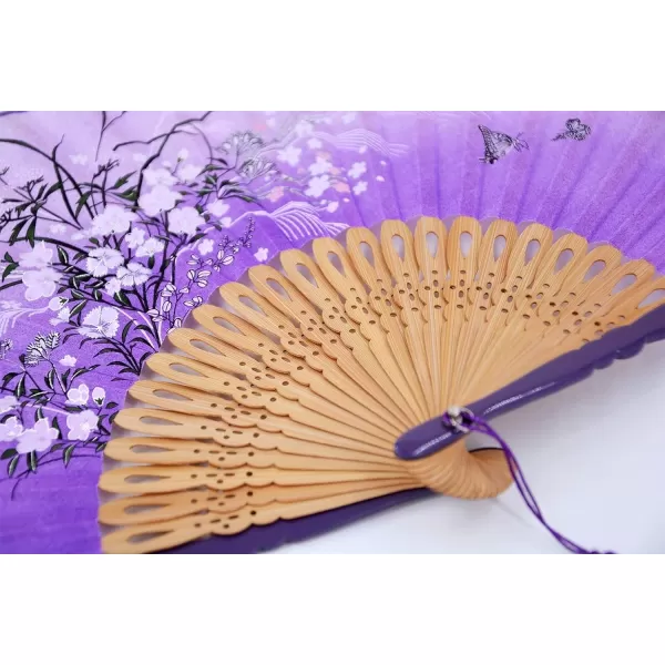 Amajiji Charming Elegant Modern Woman Handmade Bamboo Silk 827quot 21cm Folding Pocket Purse Hand Fan BlackCzt09