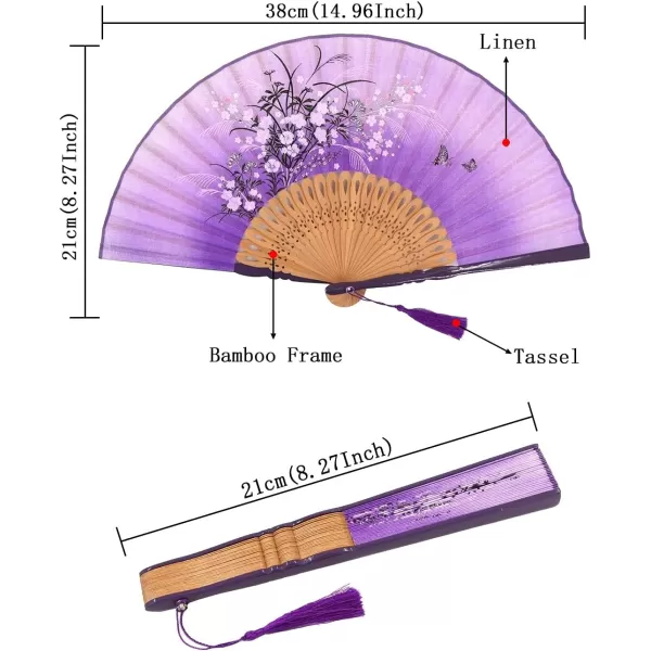 Amajiji Charming Elegant Modern Woman Handmade Bamboo Silk 827quot 21cm Folding Pocket Purse Hand Fan BlackCzt09