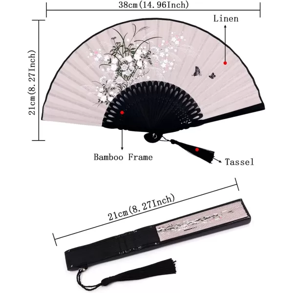 Amajiji Charming Elegant Modern Woman Handmade Bamboo Silk 827quot 21cm Folding Pocket Purse Hand Fan BlackCzt10