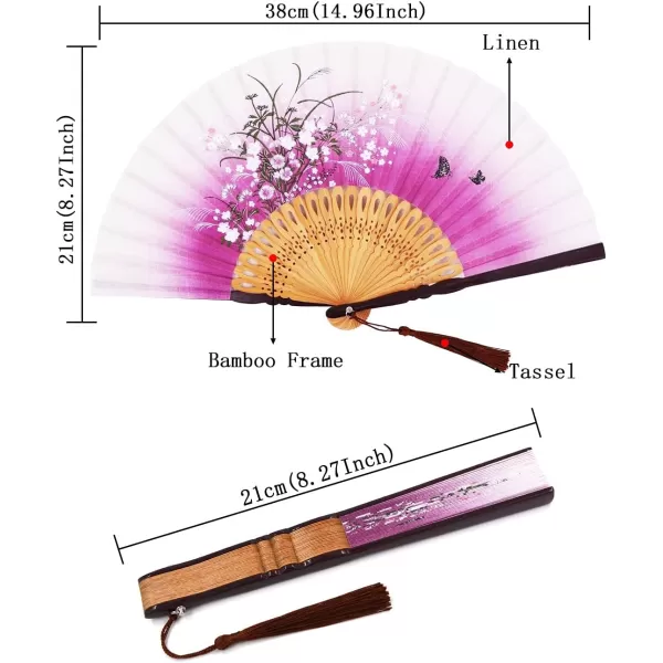 Amajiji Charming Elegant Modern Woman Handmade Bamboo Silk 827quot 21cm Folding Pocket Purse Hand Fan BlackCzt11