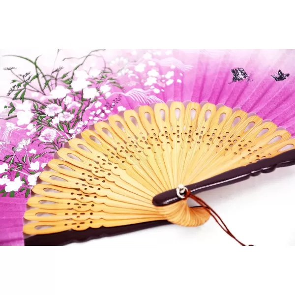 Amajiji Charming Elegant Modern Woman Handmade Bamboo Silk 827quot 21cm Folding Pocket Purse Hand Fan BlackCzt11