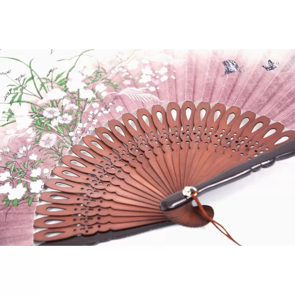 Amajiji Charming Elegant Modern Woman Handmade Bamboo Silk 827quot 21cm Folding Pocket Purse Hand Fan BlackCzt12