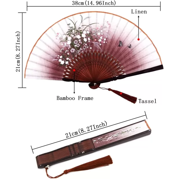 Amajiji Charming Elegant Modern Woman Handmade Bamboo Silk 827quot 21cm Folding Pocket Purse Hand Fan BlackCzt12