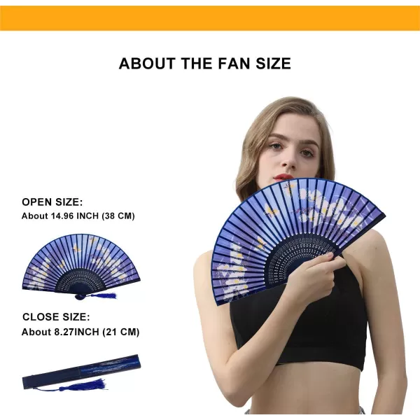 Amajiji Charming Elegant Modern Woman Handmade Bamboo Silk 827quot 21cm Folding Pocket Purse Hand Fan BlackCzt19
