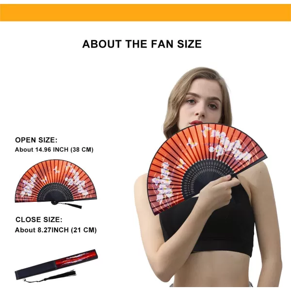 Amajiji Charming Elegant Modern Woman Handmade Bamboo Silk 827quot 21cm Folding Pocket Purse Hand Fan BlackCzt21