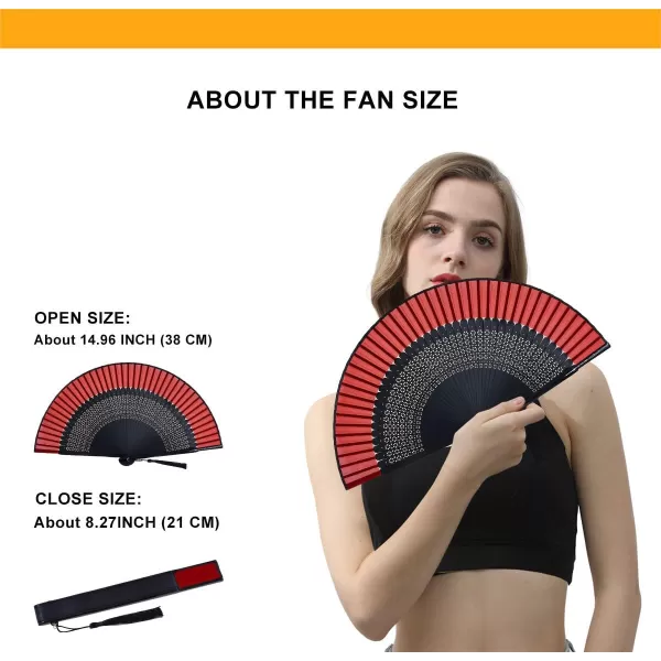 Amajiji Charming Elegant Modern Woman Handmade Bamboo Silk 827quot 21cm Folding Pocket Purse Hand Fan BlackCzt23