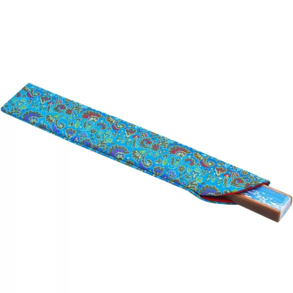 Amajiji Charming Elegant Modern Woman Handmade Bamboo Silk 827quot Folding Hand Fan Blue