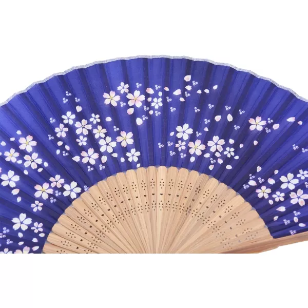 Amajiji Charming Elegant Modern Woman Handmade Bamboo Silk 866quot 22cm Folding Pocket Purse Hand Fan Collapsible Holding Painted Fan with Silk PouchesWrapping Blue