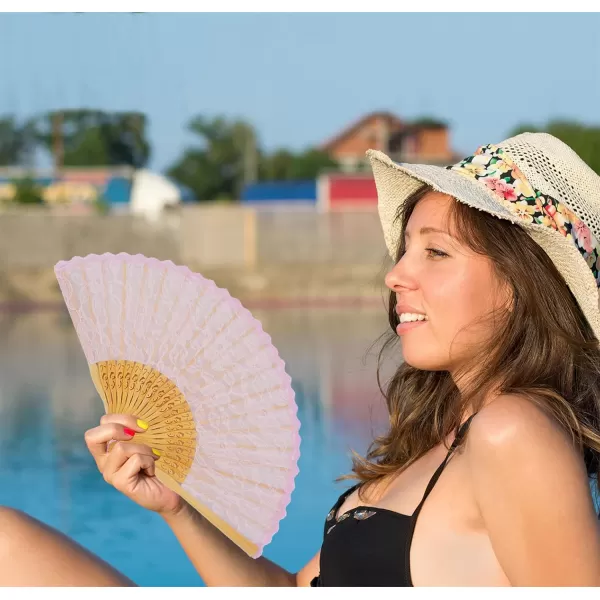 Amajiji ChineseJapanese Vintage Retro Style Bamboo Wood Silk Folding Hand Fan for women HBSY 23cm 001004