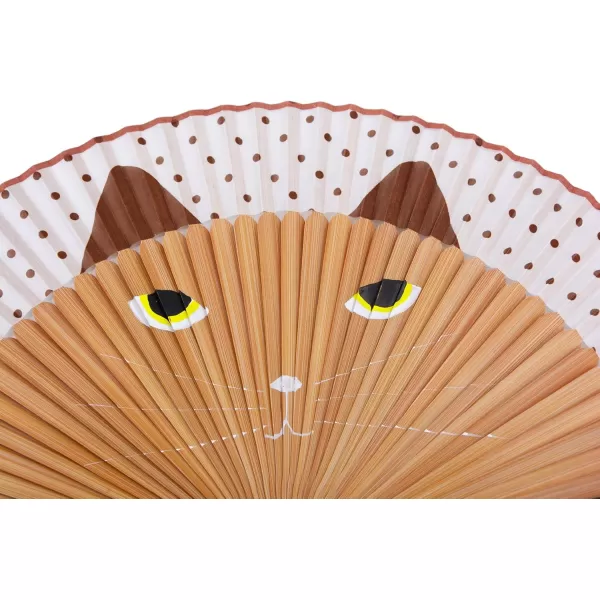 Amajiji Hand fans for women Folding fan Women Lovely Brown Cat Folding Silk Fan Handheld Fan for Wedding Dancing Church Party Gifts  With a Fabric Sleeve for Protection Brown
