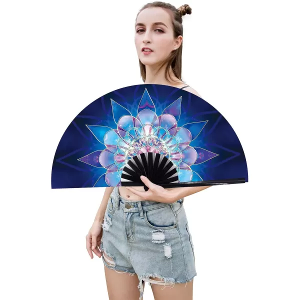 Amajiji Large Folding Fan ChineaseJapanese Bamboo and NylonCloth Folding Hand Fan Hand Folding Fans for WomenMen Hand Fan Festival Fan Gift Fan Folding Fan Dance Fan Black atBlue lower