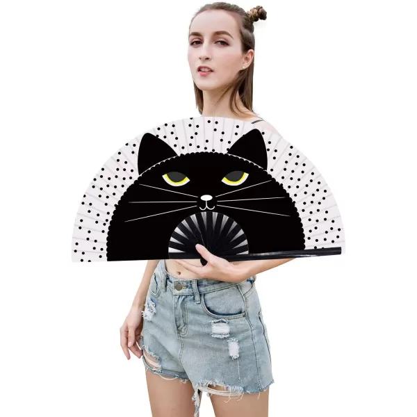 Amajiji Large Folding Fan ChineaseJapanese Bamboo and NylonCloth Folding Hand Fan Hand Folding Fans for WomenMen Hand Fan Festival Fan Gift Fan Folding Fan Dance Fan Chiba ightBlack at