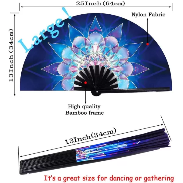 Amajiji Large Folding Fan ChineaseJapanese Bamboo and NylonCloth Folding Hand Fan Hand Folding Fans for WomenMen Hand Fan Festival Fan Gift Fan Folding Fan Dance Fan Black atBlue lower