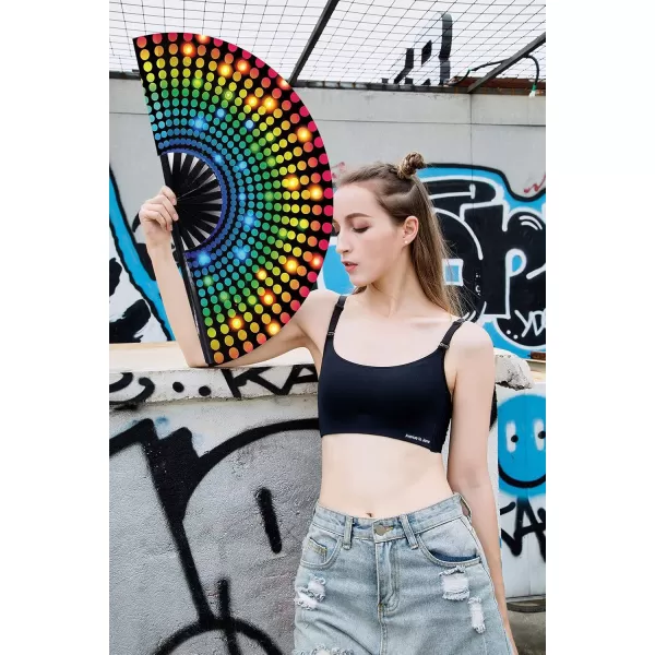 Amajiji Large Folding Fan ChineaseJapanese Bamboo and NylonCloth Folding Hand Fan Hand Folding Fans for WomenMen Hand Fan Festival Fan Gift Fan Folding Fan Dance Fan Black atFestival ighting