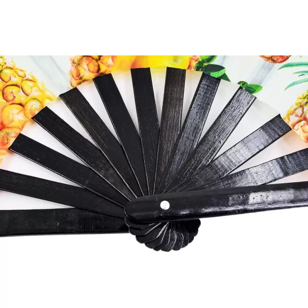 Amajiji Large Folding Fan ChineaseJapanese Bamboo and NylonCloth Folding Hand Fan Hand Folding Fans for WomenMen Hand Fan Festival Fan Gift Fan Folding Fan Dance Fan Black atPineapple