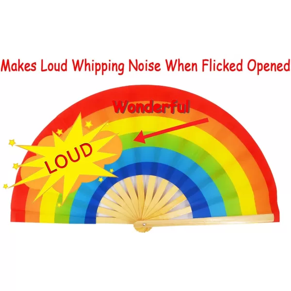 Amajiji Large Folding Fan ChineaseJapanese Bamboo and NylonCloth Folding Hand Fan Hand Folding Fans for WomenMen Hand Fan Festival Fan Gift Fan Folding Fan Dance Fan Chiba ightRainbow