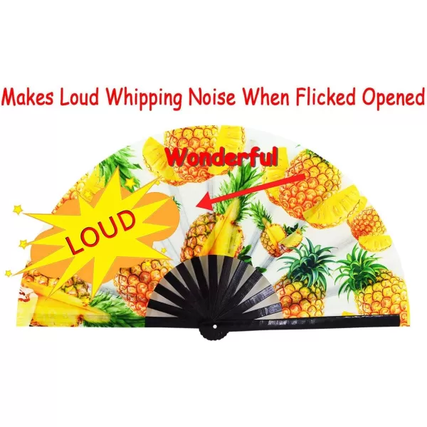 Amajiji Large Folding Fan ChineaseJapanese Bamboo and NylonCloth Folding Hand Fan Hand Folding Fans for WomenMen Hand Fan Festival Fan Gift Fan Folding Fan Dance Fan Black atPineapple